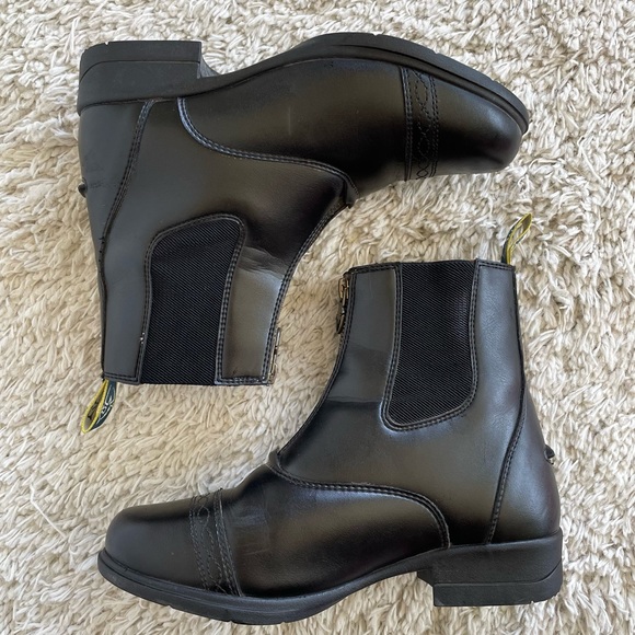 Moretta Shoes - Moretta Paddock Black Leather Riding Ankle Boots Zip Up Shoes Classic Footwear
